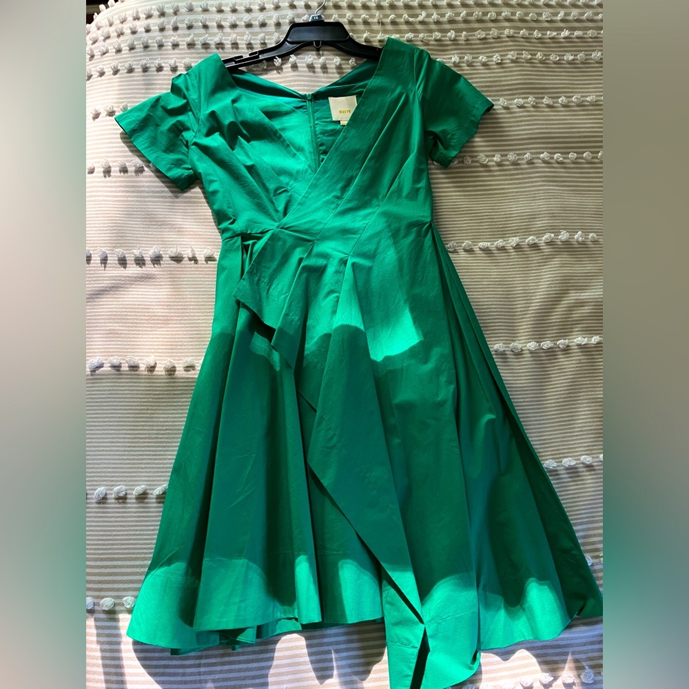 Anthropologie Maeve Kelly green asymmetrical mini dress, size 0